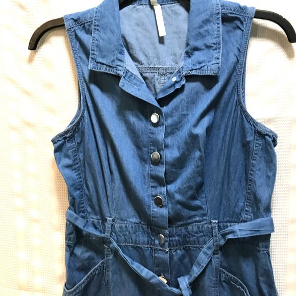 Live 4 Truth sz s blue lightweight denim shirt dress  button up waist with belt - Picture 2 of 5